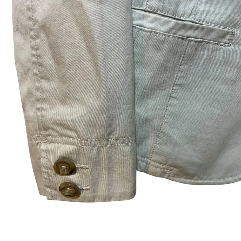 LL Bean Womens Twill Khaki 3 Button Preppy Outdoor Blazer Jacket 10P Office